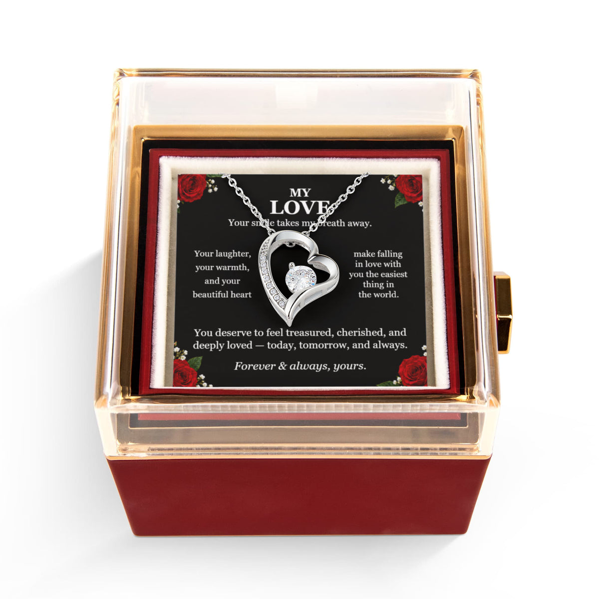 My Love — Forever Love Necklace with Rotating Rose Gift Box