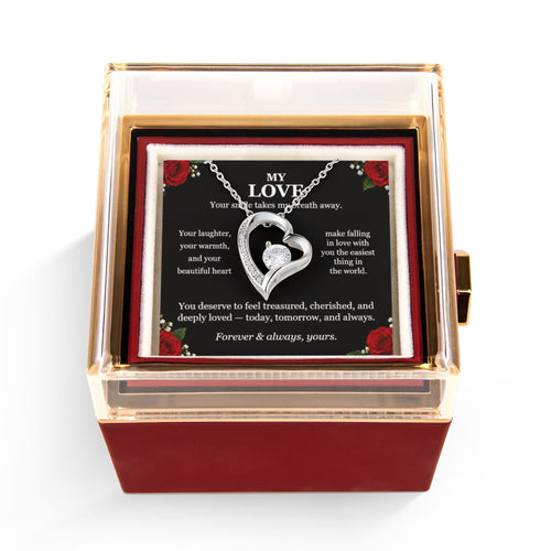 My Love — Forever Love Necklace with Rotating Rose Gift Box