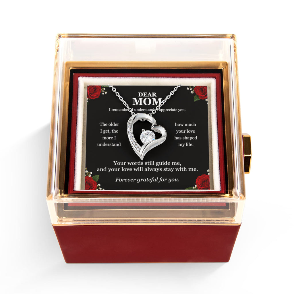 Dear Mom — Forever Love Necklace with Rotating Rose Gift Box