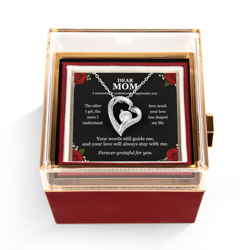 Dear Mom — Forever Love Necklace with Rotating Rose Gift Box