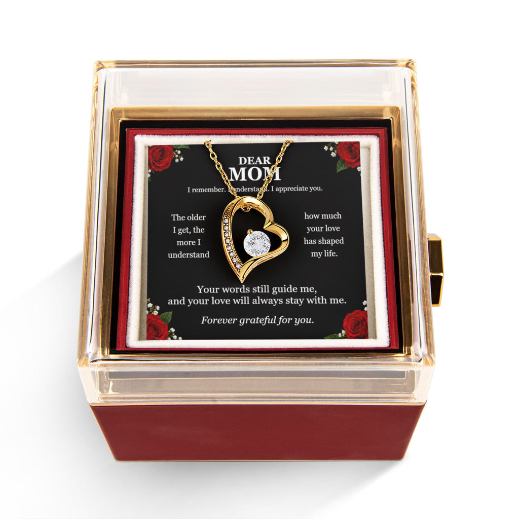 Dear Mom — Forever Love Necklace with Rotating Rose Gift Box